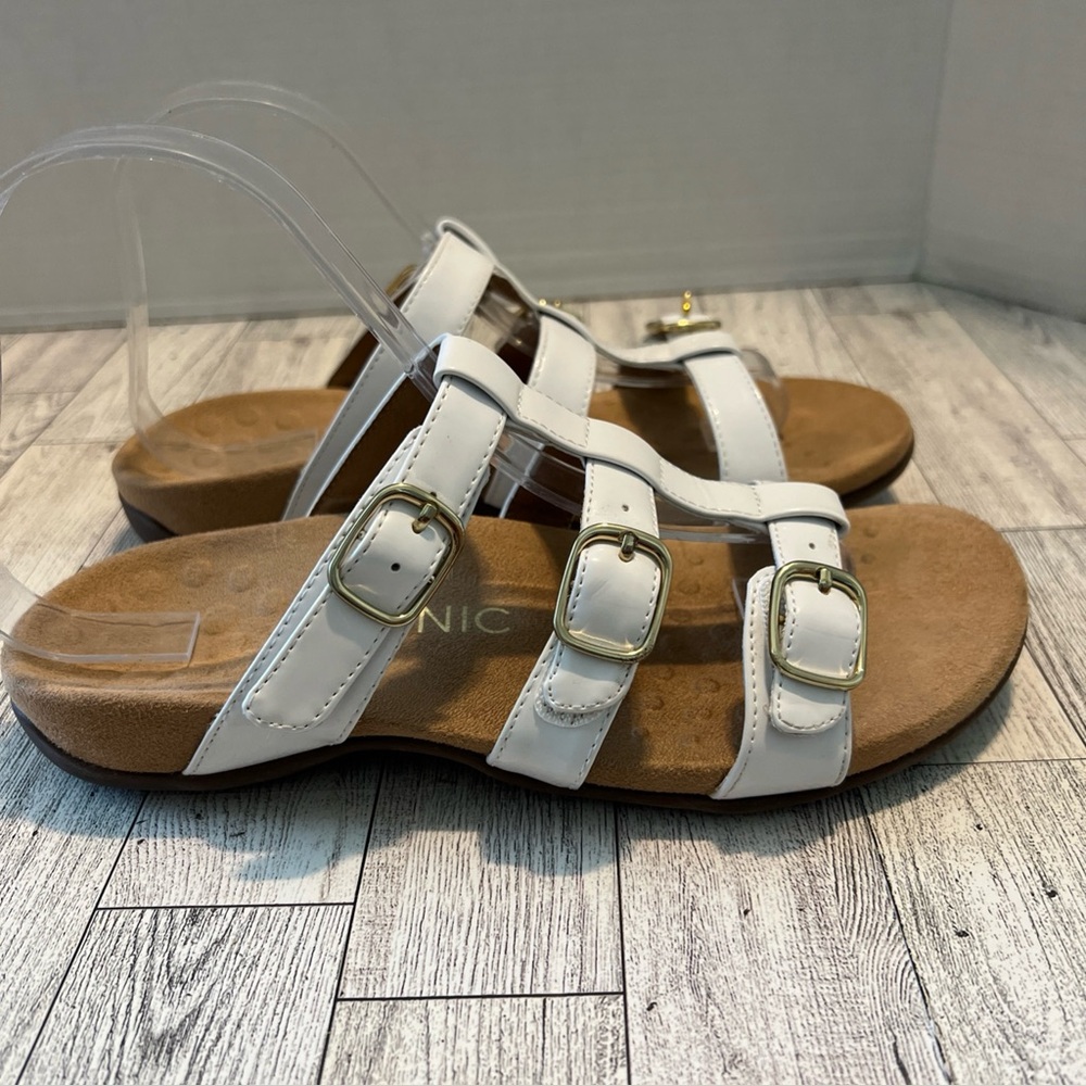 Vionic MISA Slide Sandal White Patent Leather Shoes Comfort Women’s Size 7M